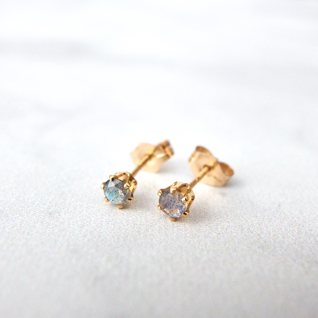 3mm Labradorite Stud Earrings 14k Gf